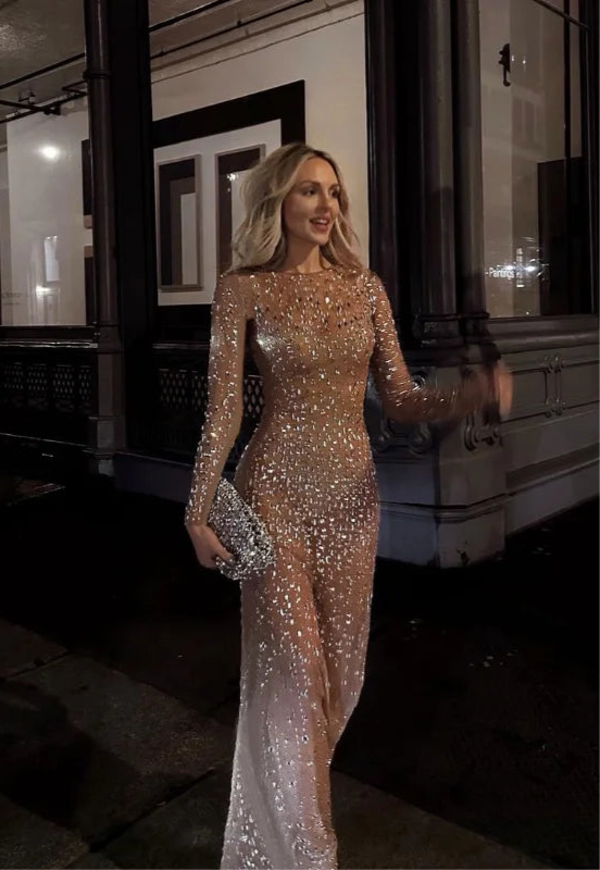 WOW price Glitter Hollow Out See-Through Maxi Dress Female Sexy Lace-Up Club High Waist Patchwork Sparkle Bandage Women Long Dress